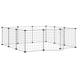 Vidaxl huisdierkooi met 12 panelen en deur, zwart 35x35 cm staal