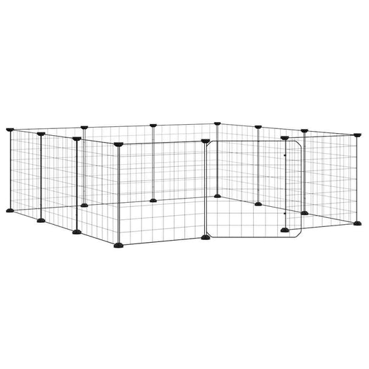 Vidaxl huisdierkooi met 12 panelen en deur, zwart 35x35 cm staal
