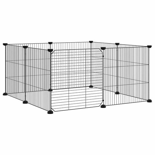 Vidaxl huisdierkooi met 8 panelen en deur, zwart 35x35 cm staal