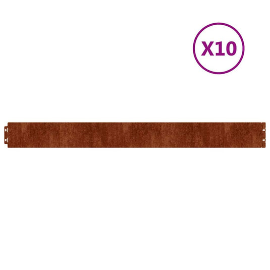 Vidaxl gazonranden 10 stuks 10x103 cm flexibel cortenstaal