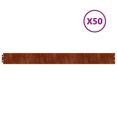 Vidaxl gazonranden 50 stuks 10x103 cm flexibel cortenstaal