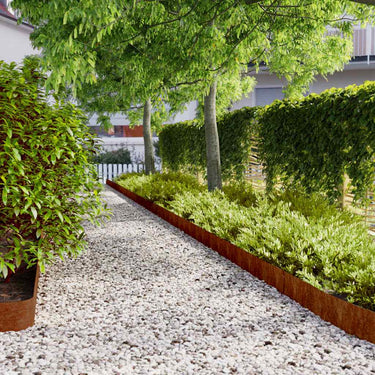 Vidaxl gazonranden 50 stuks 15x103 cm flexibel cortenstaal