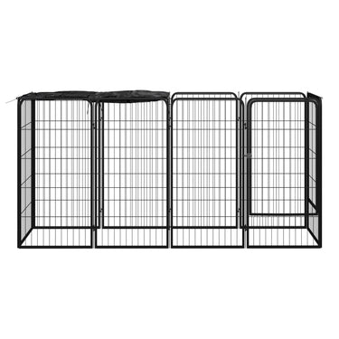 Vidaxl hondenkennel 10 panelen 50 x 100 cm gepoedercoat staal zwart