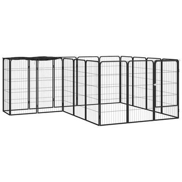 Vidaxl hondenkennel 18 panelen 50 x 100 cm gepoedercoat staal zwart