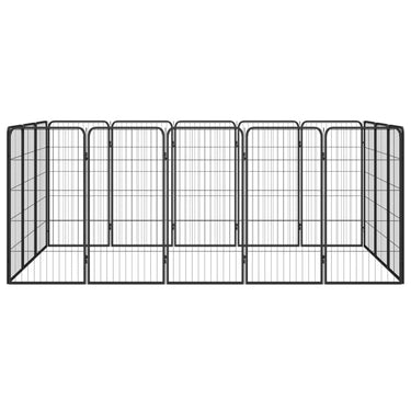 Vidaxl hondenkennel 16 panelen 50 x 100 cm gepoedercoat staal zwart