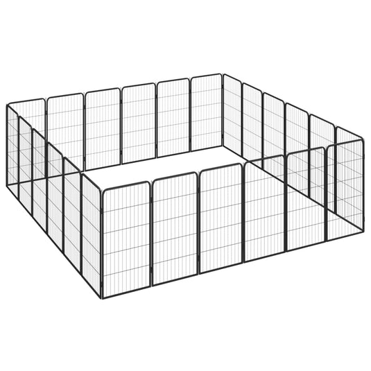 VidaXL Hondenkennel 24 panelen 50 x 100 cm gepoedercoat staal zwart