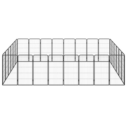 VidaXL Hondenkennel 28 panelen 50x100 cm gepoedercoat staal zwart
