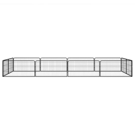 VidaXL Hondenkennel 12 panelen 100x50 cm gepoedercoat staal zwart