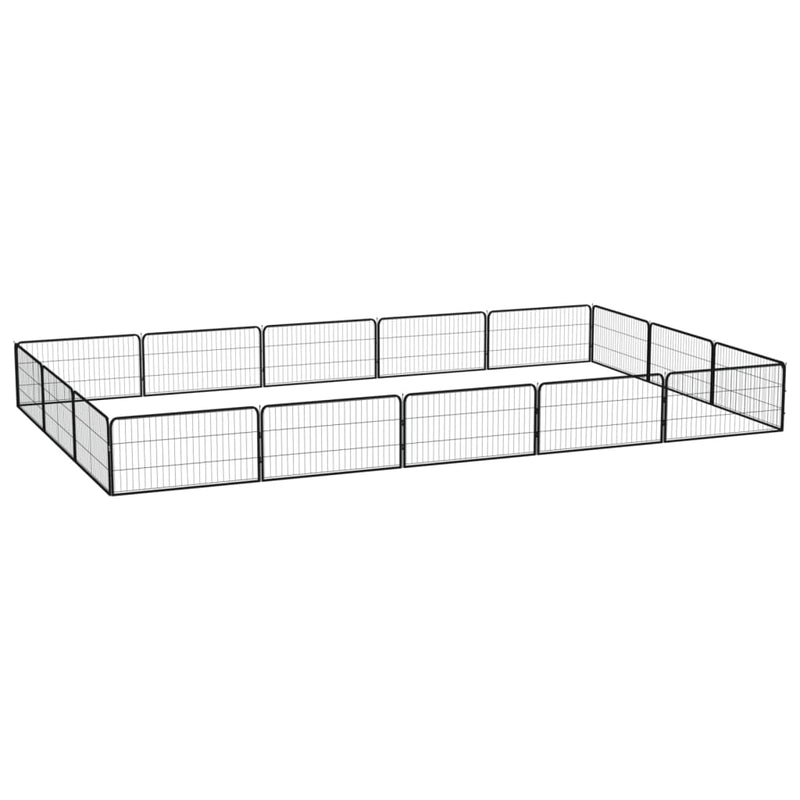 Load image into Gallery viewer, VidaXL Hondenkennel 16 panelen 100x50 cm gepoedercoat staal zwart
