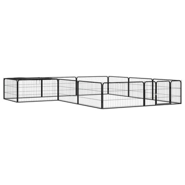 Vidaxl hondenkennel 12 panelen 100x50 cm gepoedercoat staal zwart