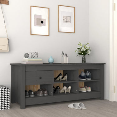 Vidaxl schoenenkast 110x38x45,5 cm massief grenenhout grijs