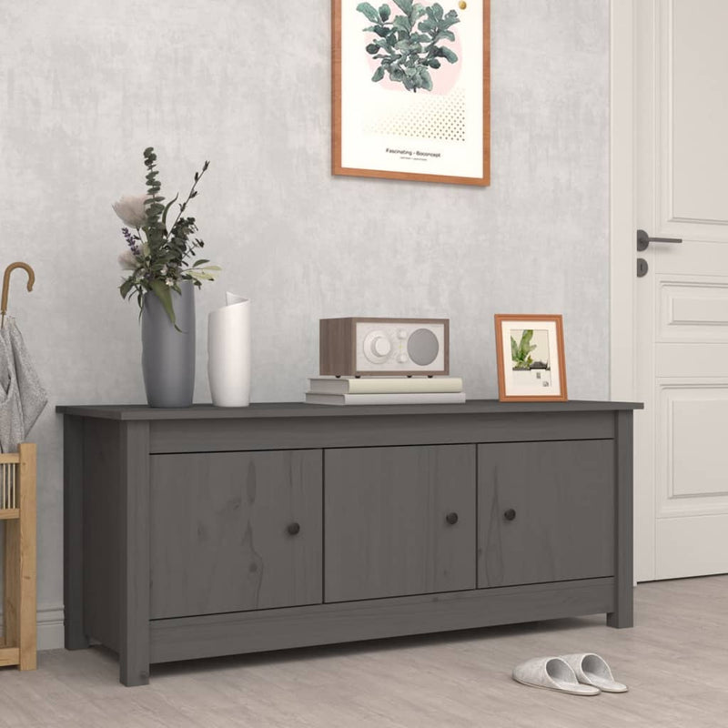 Load image into Gallery viewer, VidaXL Schoenenkast 110x38x45,5 cm massief grenenhout grijs
