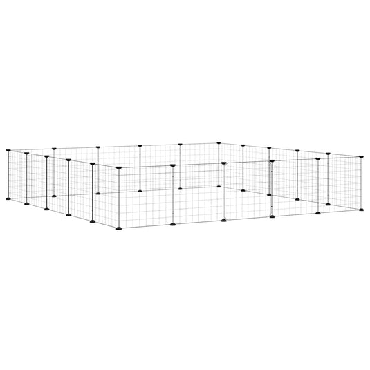 VidaXL Huisdierenkooi met deur 20 panelen 35x35 cm staal zwart