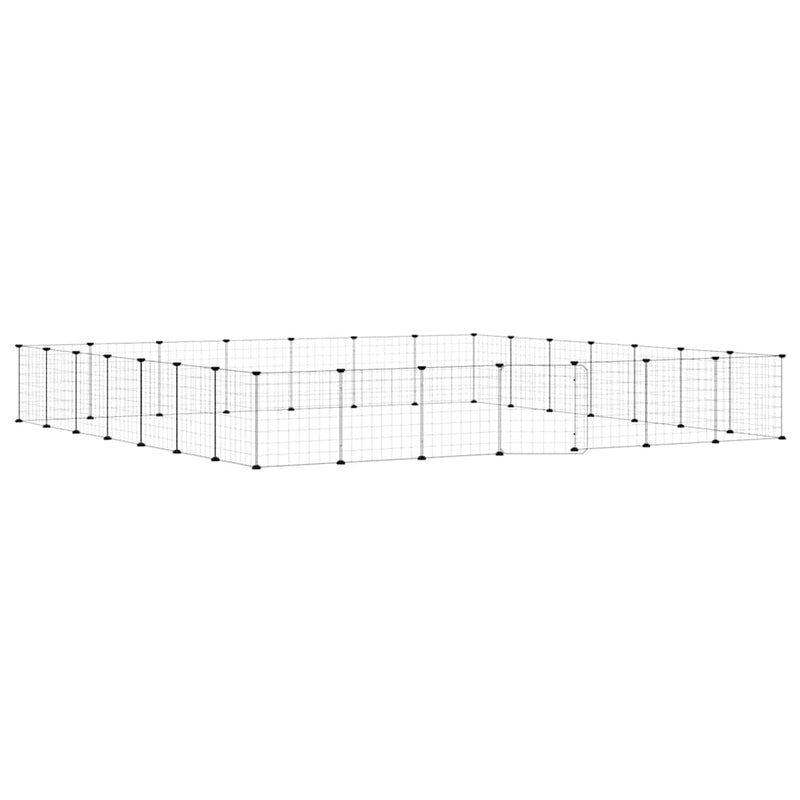Load image into Gallery viewer, Vidaxl huisdierenkooi met deur 28 panelen 35x35 cm staal zwart
