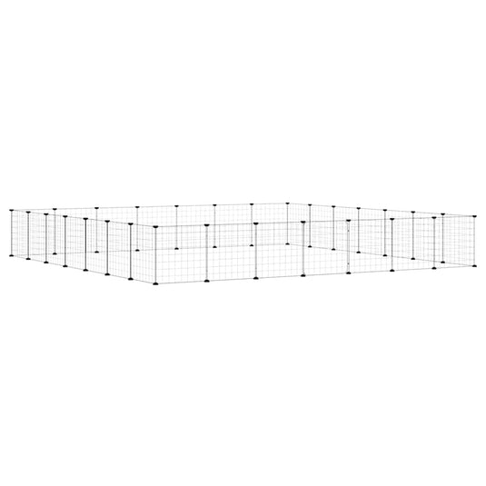 Vidaxl huisdierenkooi met deur 28 panelen 35x35 cm staal zwart