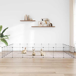 Vidaxl huisdierenkooi met deur 28 panelen 35x35 cm staal zwart