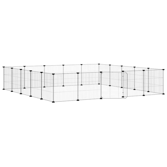 Vidaxl huisdierenkooi met deur 20 panelen 35x35 cm staal zwart