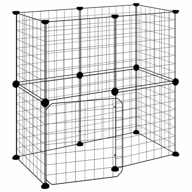 Load image into Gallery viewer, Vidaxl huisdierenkooi met deur 12 panelen 35x35 cm staal zwart
