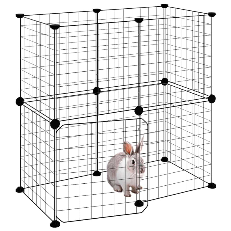 Load image into Gallery viewer, Vidaxl huisdierenkooi met deur 12 panelen 35x35 cm staal zwart
