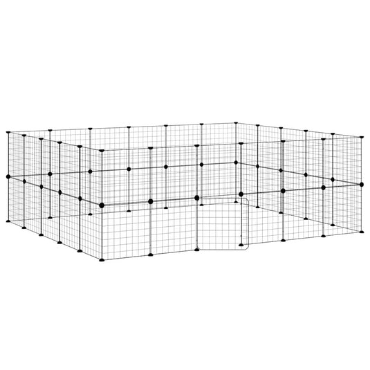 Vidaxl huisdierenkooi met deur 44 panelen 35x35 cm staal zwart