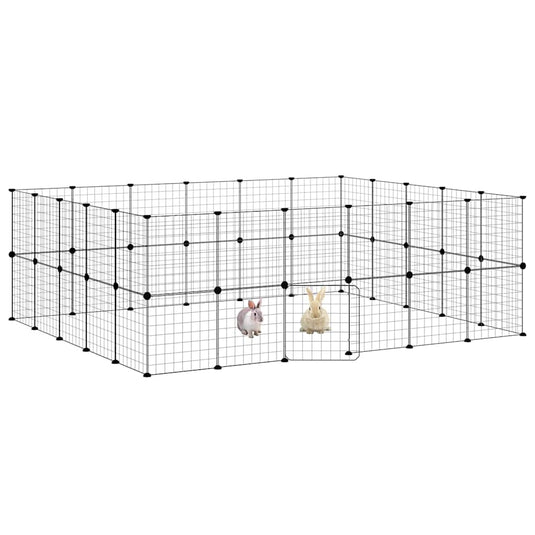 Vidaxl huisdierenkooi met deur 44 panelen 35x35 cm staal zwart