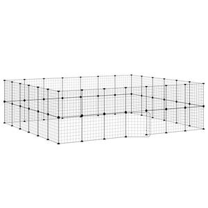 Vidaxl huisdierenkooi met deur 52 panelen 35x35 cm staal zwart