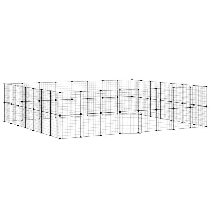 Load image into Gallery viewer, Vidaxl huisdierenkooi met deur 60 panelen 35x35 cm staal zwart
