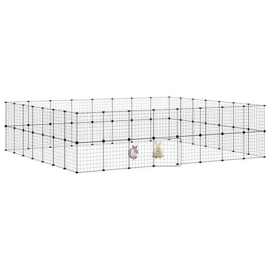 Vidaxl huisdierenkooi met deur 60 panelen 35x35 cm staal zwart