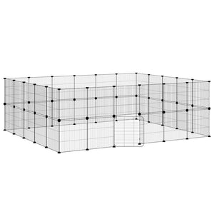 Vidaxl huisdierenkooi met deur 44 panelen 35x35 cm staal zwart