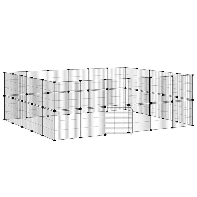 Load image into Gallery viewer, Vidaxl huisdierenkooi met deur 44 panelen 35x35 cm staal zwart
