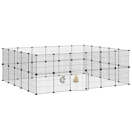 Vidaxl huisdierenkooi met deur 44 panelen 35x35 cm staal zwart
