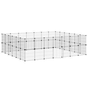 Vidaxl huisdierenkooi met deur 52 panelen 35x35 cm staal zwart