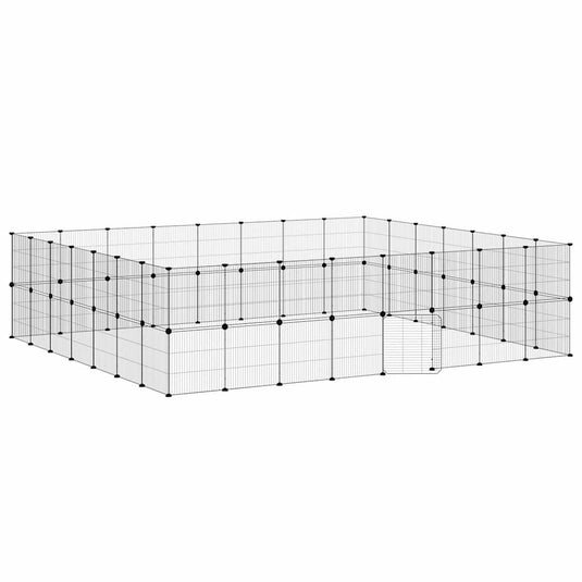 Vidaxl huisdierenkooi met deur 60 panelen 35x35 cm staal zwart