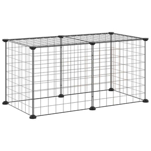 Vidaxl huisdierenkooi met 8 panelen 35x35 cm staal zwart