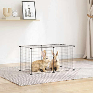 Vidaxl huisdierenkooi met 8 panelen 35x35 cm staal zwart