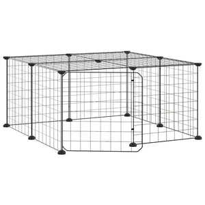 Vidaxl huisdierenkooi met deur 12 panelen 35x35 cm staal zwart