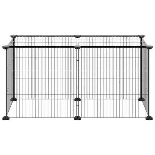 Vidaxl huisdierenkooi met 8 panelen 35x35 cm staal zwart