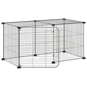 Vidaxl huisdierenkooi met deur 8 panelen 35x35 cm staal zwart