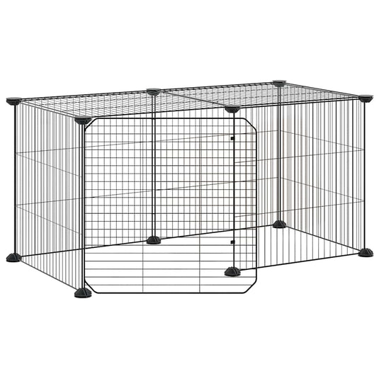 Vidaxl huisdierenkooi met deur 8 panelen 35x35 cm staal zwart