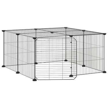 Vidaxl huisdierenkooi met deur 12 panelen 35x35 cm staal zwart