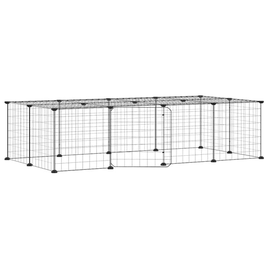 Vidaxl huisdierenkooi met deur 20 panelen 35x35 cm staal zwart