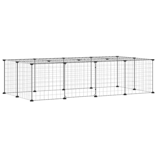 Vidaxl huisdierenkooi met deur 20 panelen 35x35 cm staal zwart