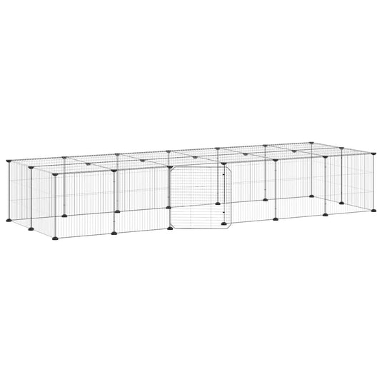 Vidaxl huisdierenkooi met deur 28 panelen 35x35 cm staal zwart