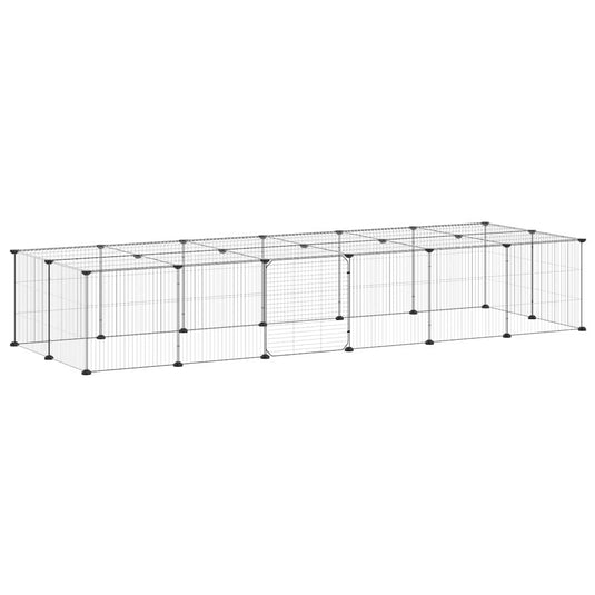 Vidaxl huisdierenkooi met deur 28 panelen 35x35 cm staal zwart