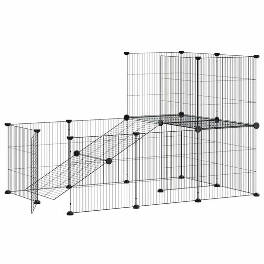 Vidaxl huisdierenkooi met deur 20 panelen 35x35 cm staal zwart