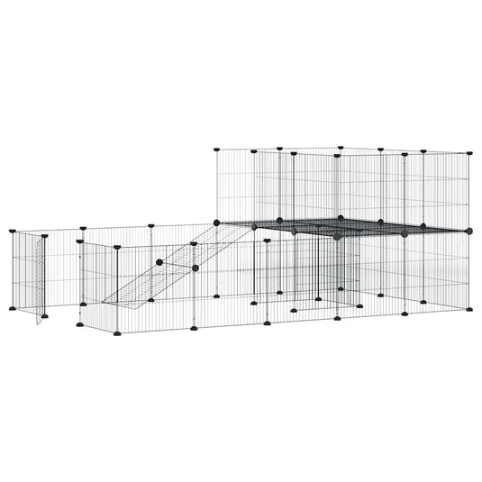 Vidaxl huisdierenkooi met deur 36 panelen 35x35 cm staal zwart