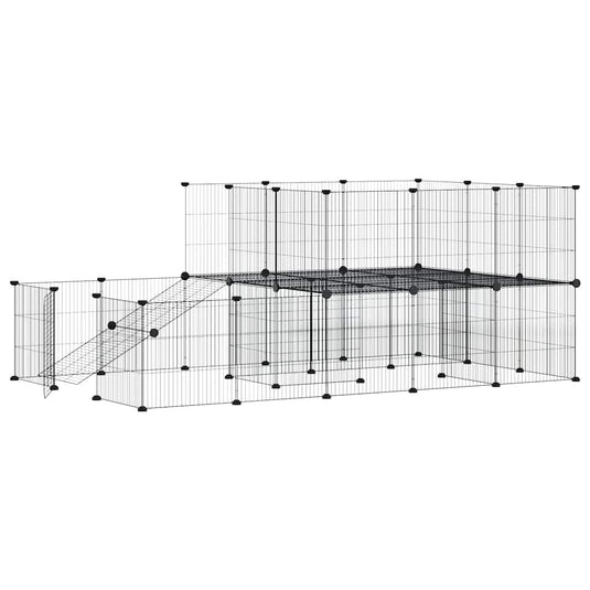 Vidaxl huisdierenkooi met deur 44 panelen 35x35 cm staal zwart