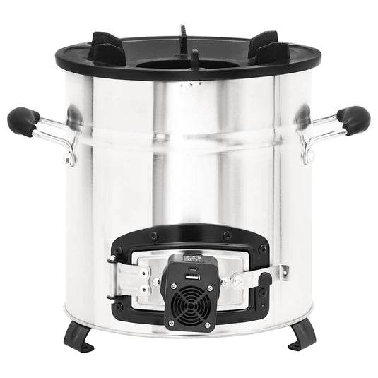 Vidaxl houtkachel met usb-ventilator 35,5x26x28 cm roestvrijstaal