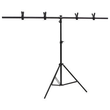 Vidaxl achtergrondstandaard t-vormig 151x60x(70-200) cm zwart