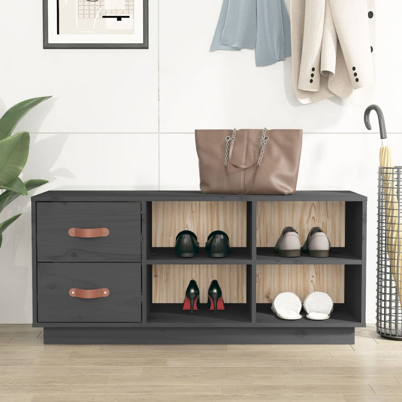 Load image into Gallery viewer, VidaXL Schoenenbank 100x34x45 cm massief grenenhout grijs
